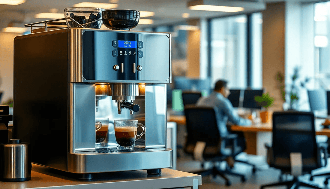 Modern coffee machine in a busy Bangalore office