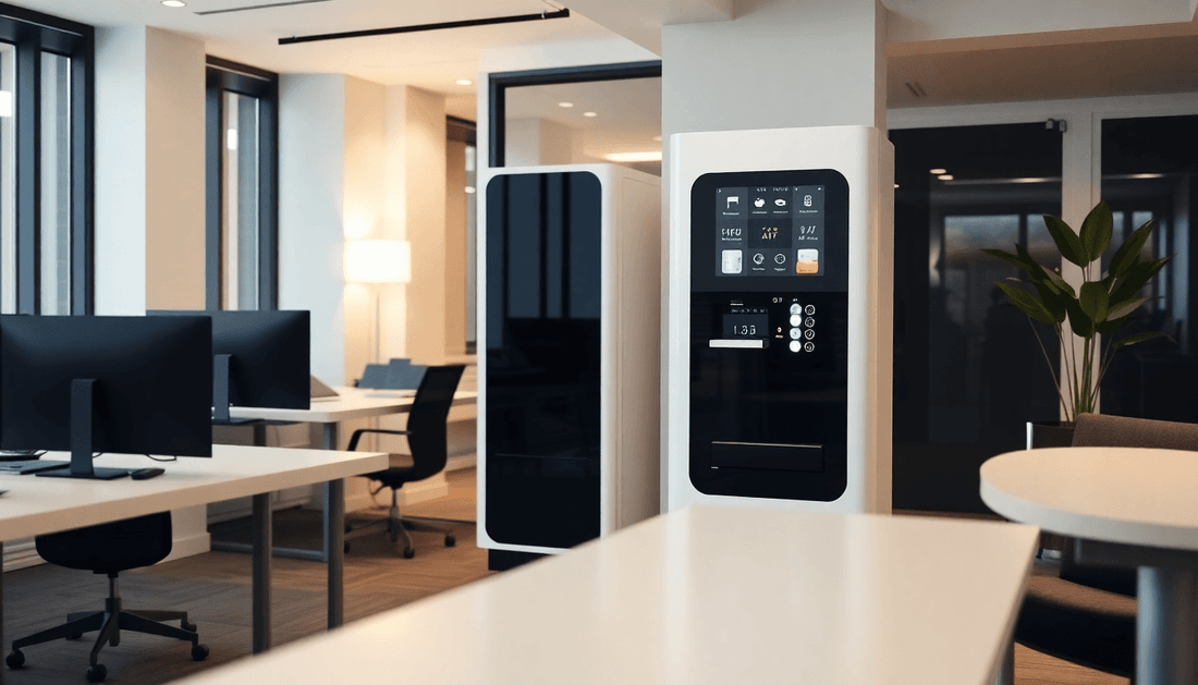 A sleek Teafit coffee vending machine in office
