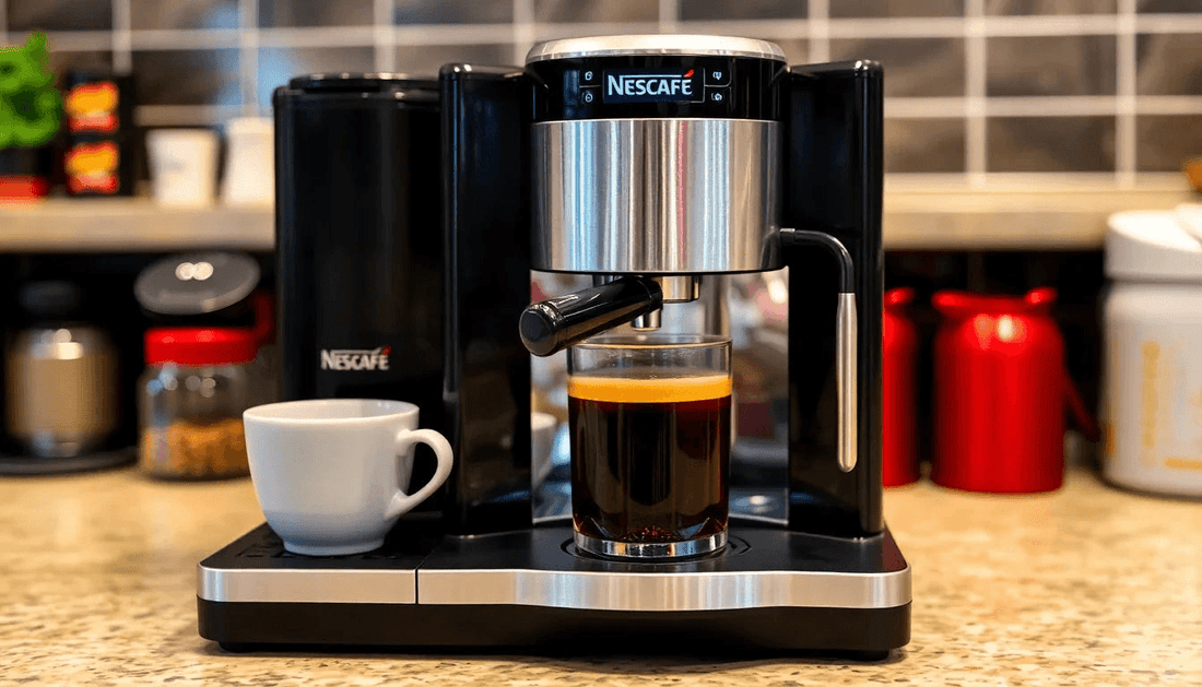 A Nescafe coffee machine brewing coffee in Tamil Nadu cafe