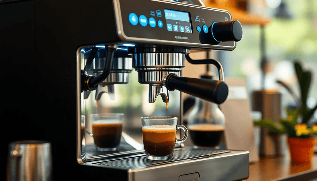 A modern coffee machine brewing coffee in Tamil Nadu cafe