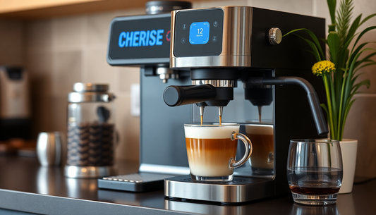 Modern Cherise coffee machine brewing fresh coffee