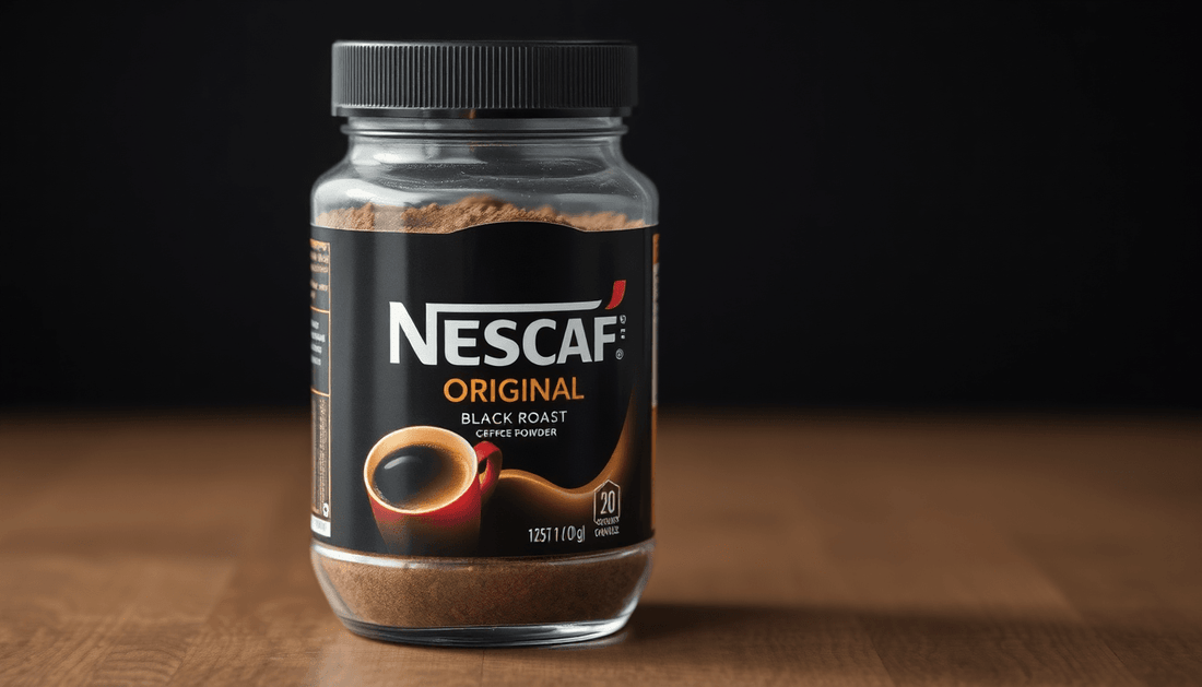 A jar of Nescafe Original Black Roast coffee powder