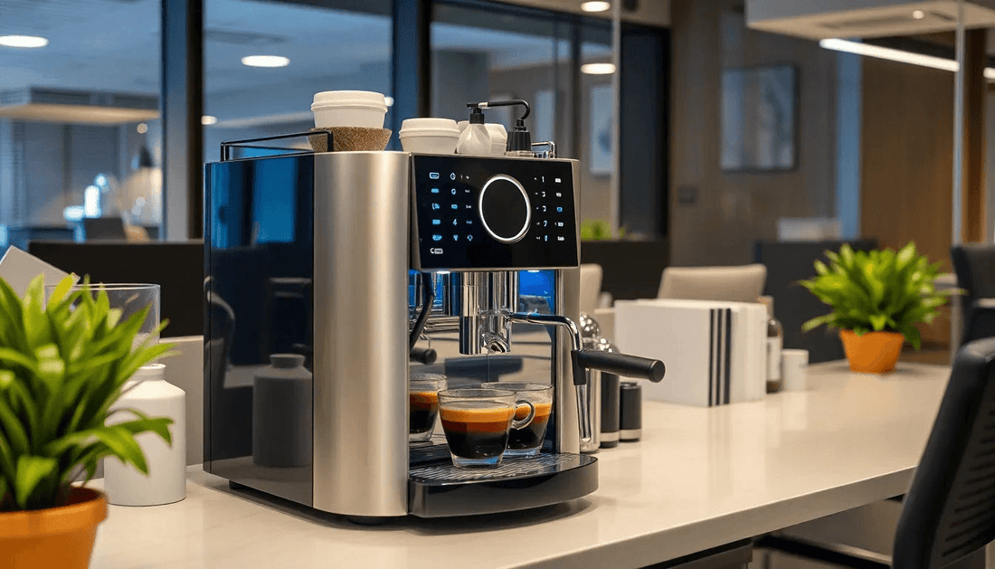 Modern Atlantis coffee machine in a busy Gurgaon office