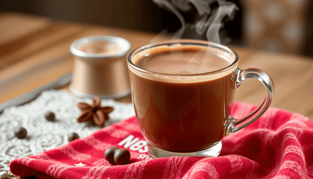 A steaming cup of Nestle Nesquik hot chocolate