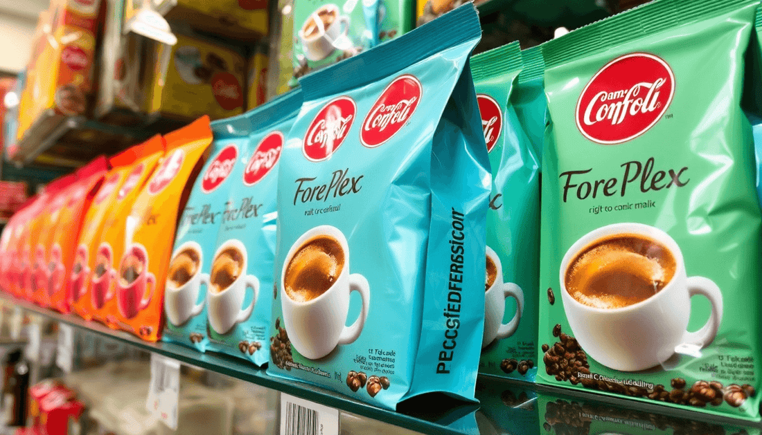 Coffee premix packets displayed in a Noida store