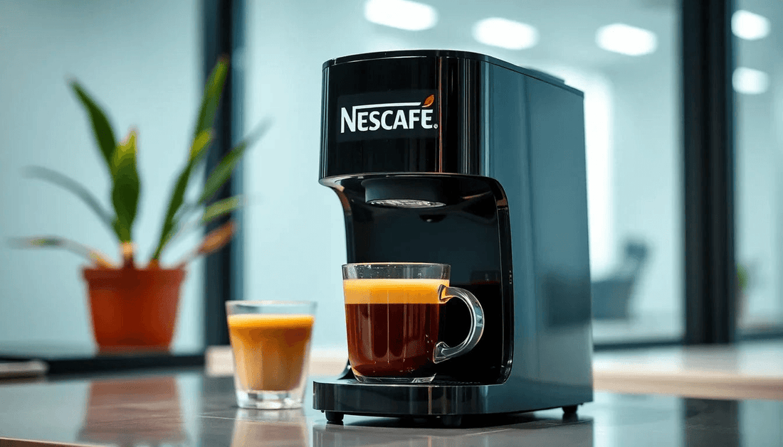A Nescafe coffee machine brewing fresh coffee in Ahmedabad office