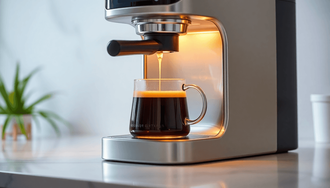 A sleek modern coffee maker brewing fresh coffee