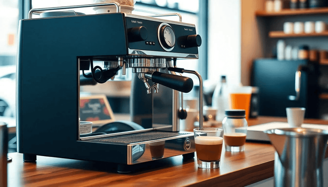 A coffee machine brewing fresh coffee in a cafe
