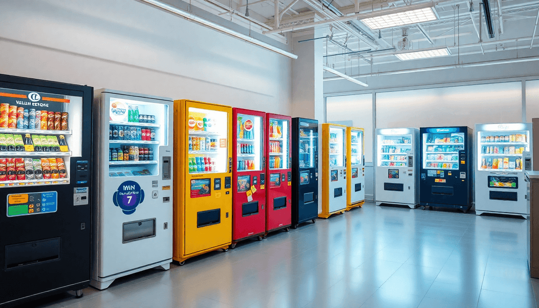 A variety of vending machines in a modern showroom