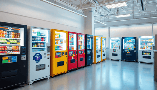 A variety of vending machines in a modern showroom