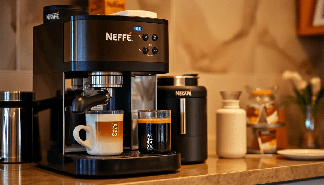 Nescafe coffee machine brewing coffee in West Bengal cafe