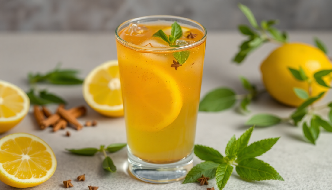 A glass of refreshing masala nimbu pani with lemon and spices