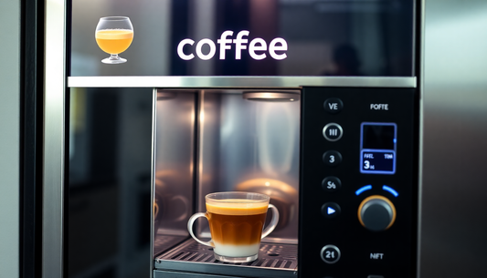 Coffee vending machine dispensing hot coffee