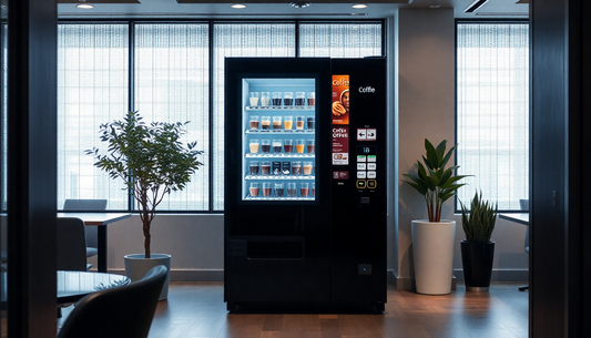 Modern coffee vending machine in office setting by coffee vending machine supplier in Noida