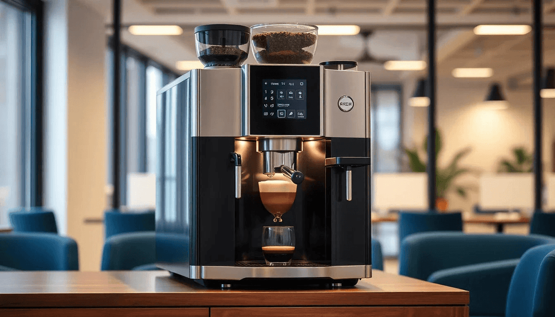 Modern coffee machine in an office setting