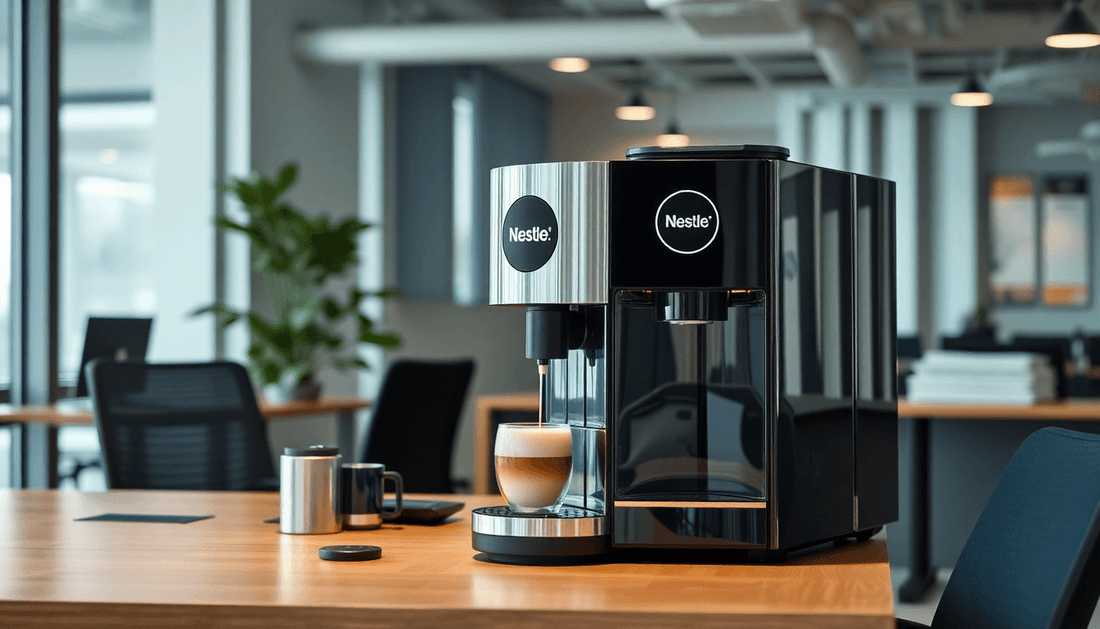Modern office with Nestle coffee machine in use