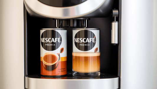 Coffee premix being dispensed from a NESCAFÉ machine