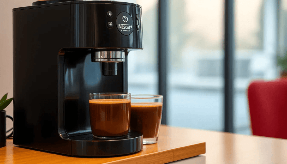 A Nescafe coffee machine brewing coffee in Maharashtra office