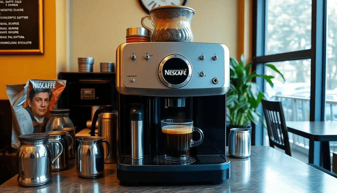 A Nescafe coffee machine in a cozy Mizoram cafe