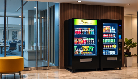 Modern tea and coffee vending machine in office lobby