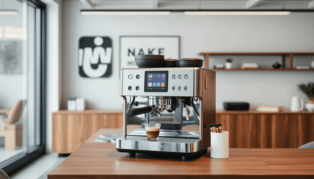 Modern coffee machine in a stylish office setting