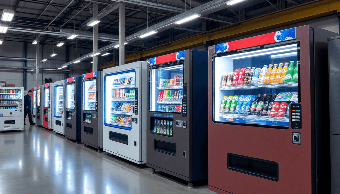Modern vending machines in a factory setting