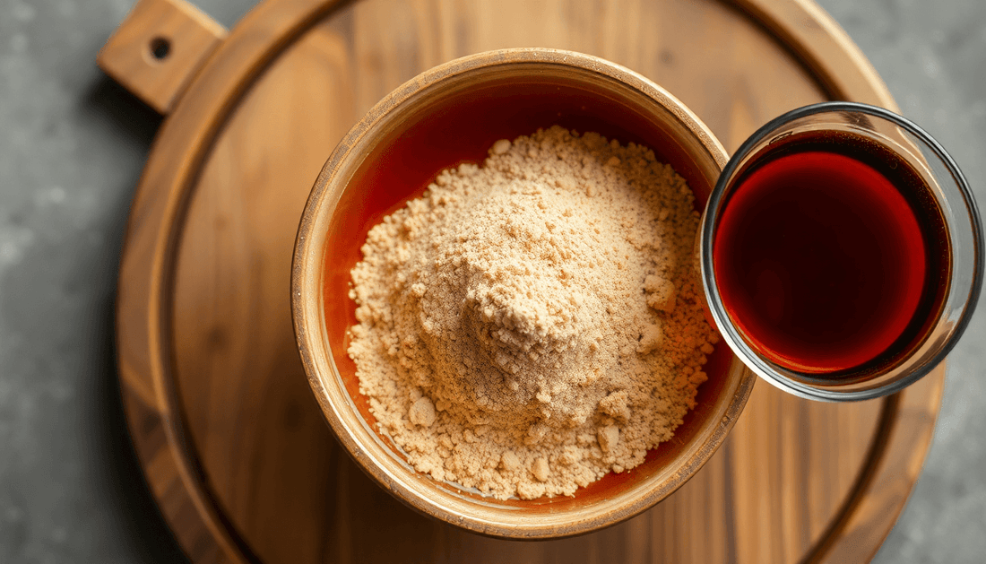 A bowl of instant tea premix powder with tea cup