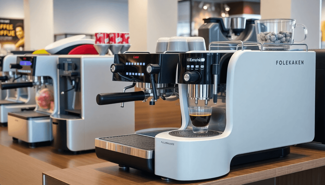 Modern coffee machines displayed in a showroom