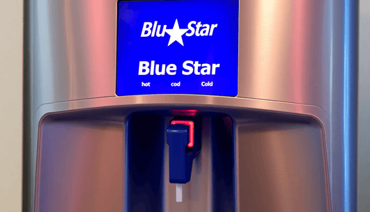 A Blue Star water dispenser with hot and cold water
