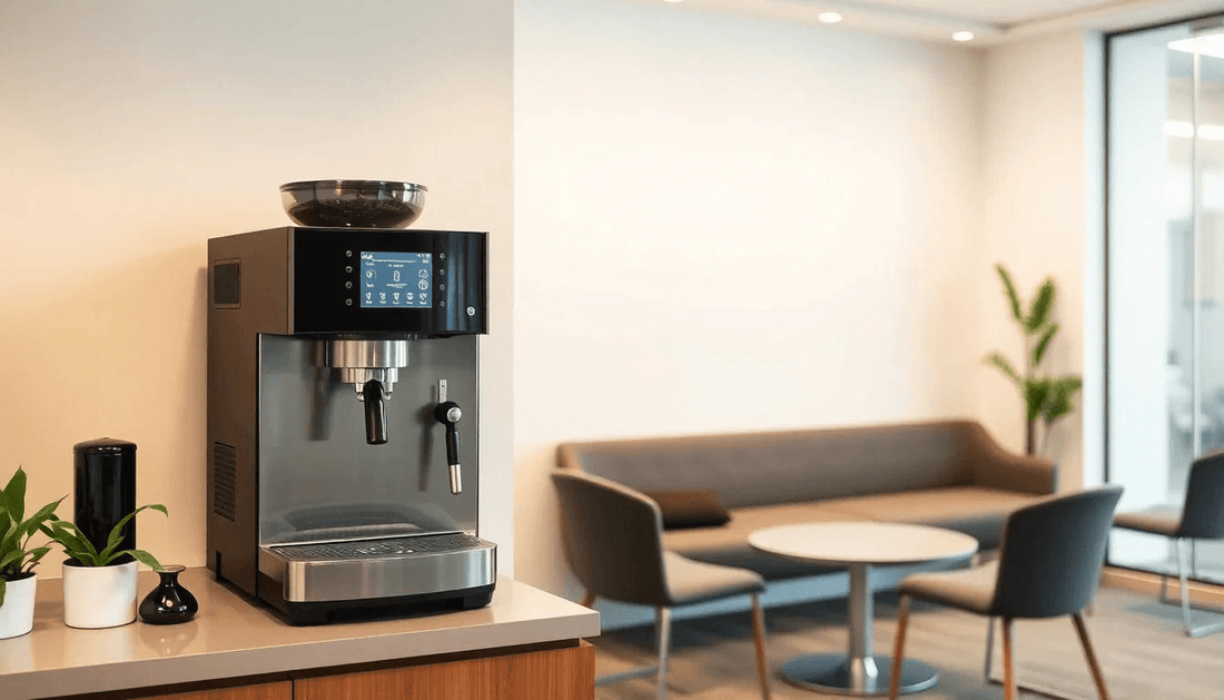 Modern office coffee machine in a corporate break room