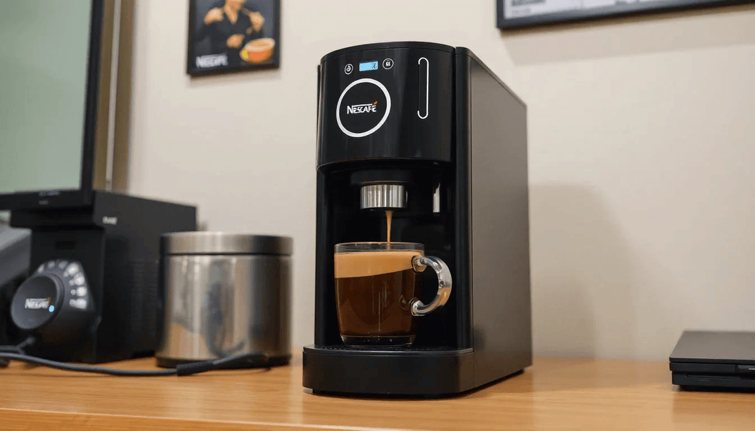 Nescafe coffee machine brewing fresh coffee in Bihar office