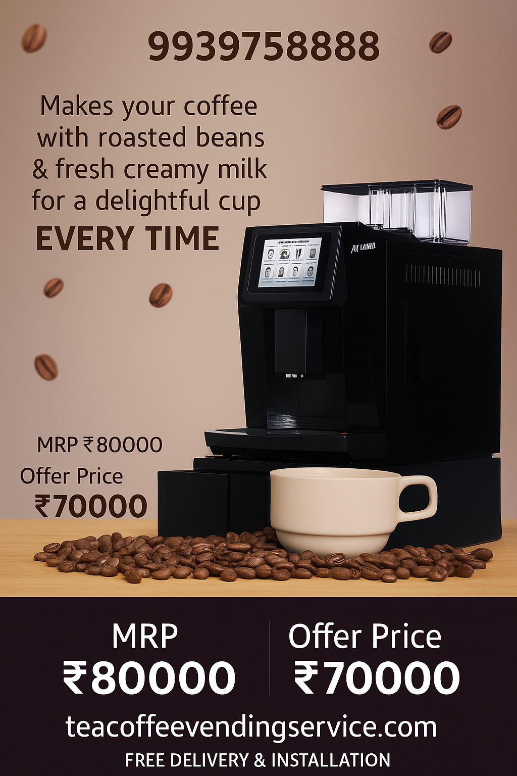 Coffee Machine with Fresh Milk for Office Use - COFFEE WALLA