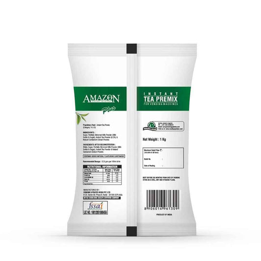 AMAZON Plus 3-in-1 Cardamom Tea Premix sachet with instant tea mix for vending machines