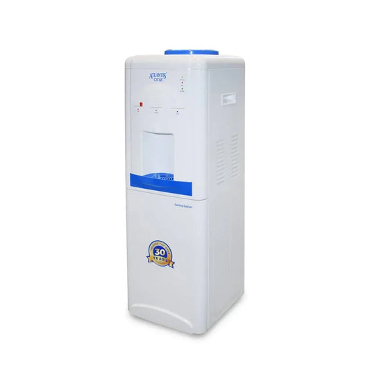 White and blue Atlantis One water dispenser with 30 years warranty for Amazon coffee powder Durg vending service