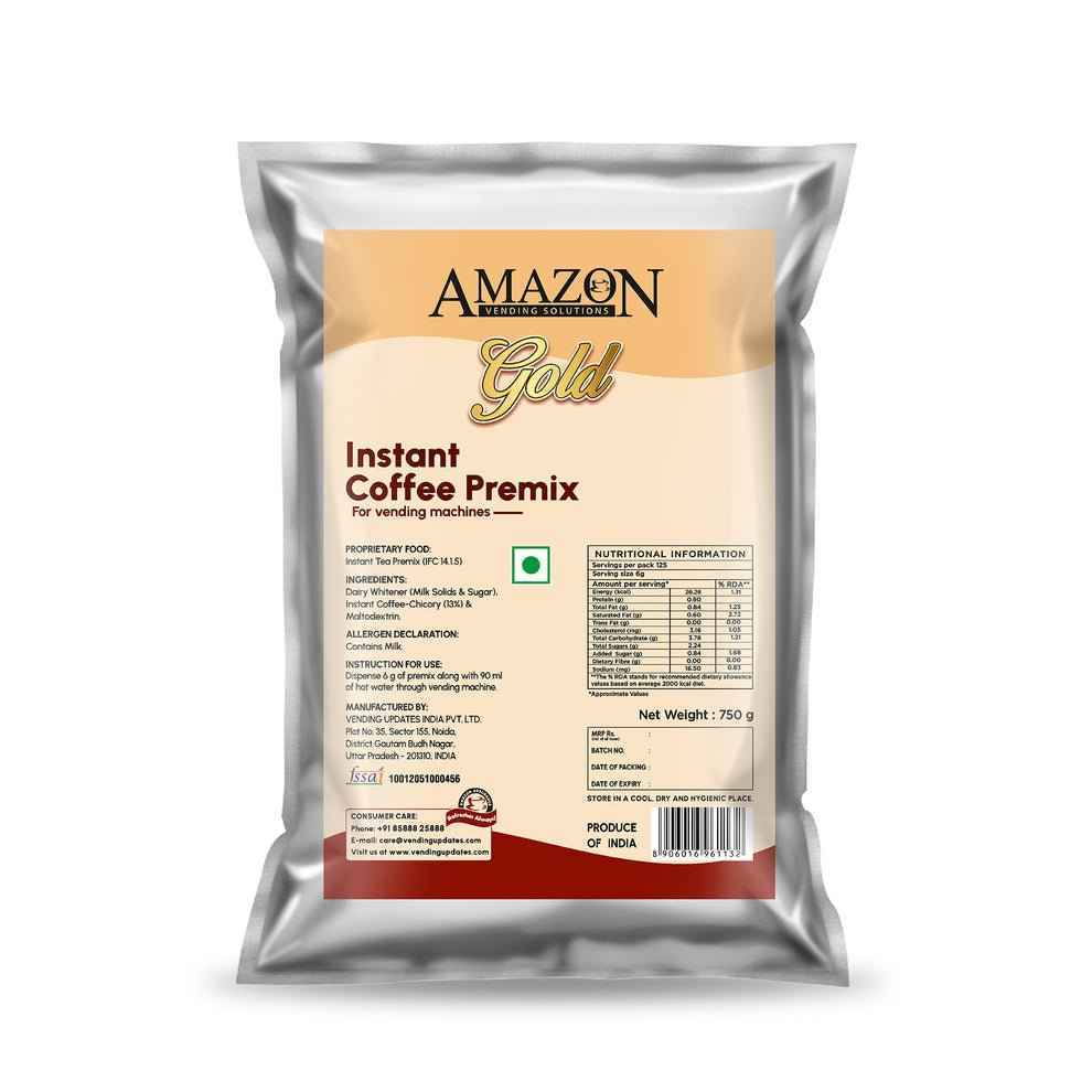 AMAZON Gold 3-in-1 instant coffee powder premium instant coffee premix in silver packaging