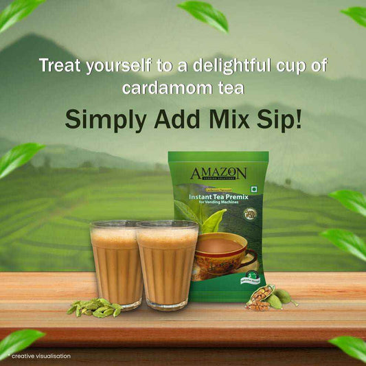 Amazon Instant 3-in-1 CARDAMOM Tea Premix Cardamom Flavor by Coffee Machine Delhi - COFFEE WALLA