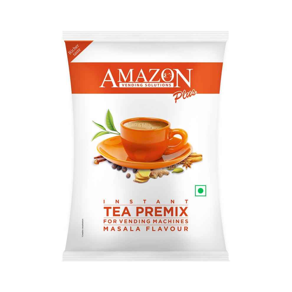 Amazon vending solutions instant masala chai premix packet with orange cup and spices