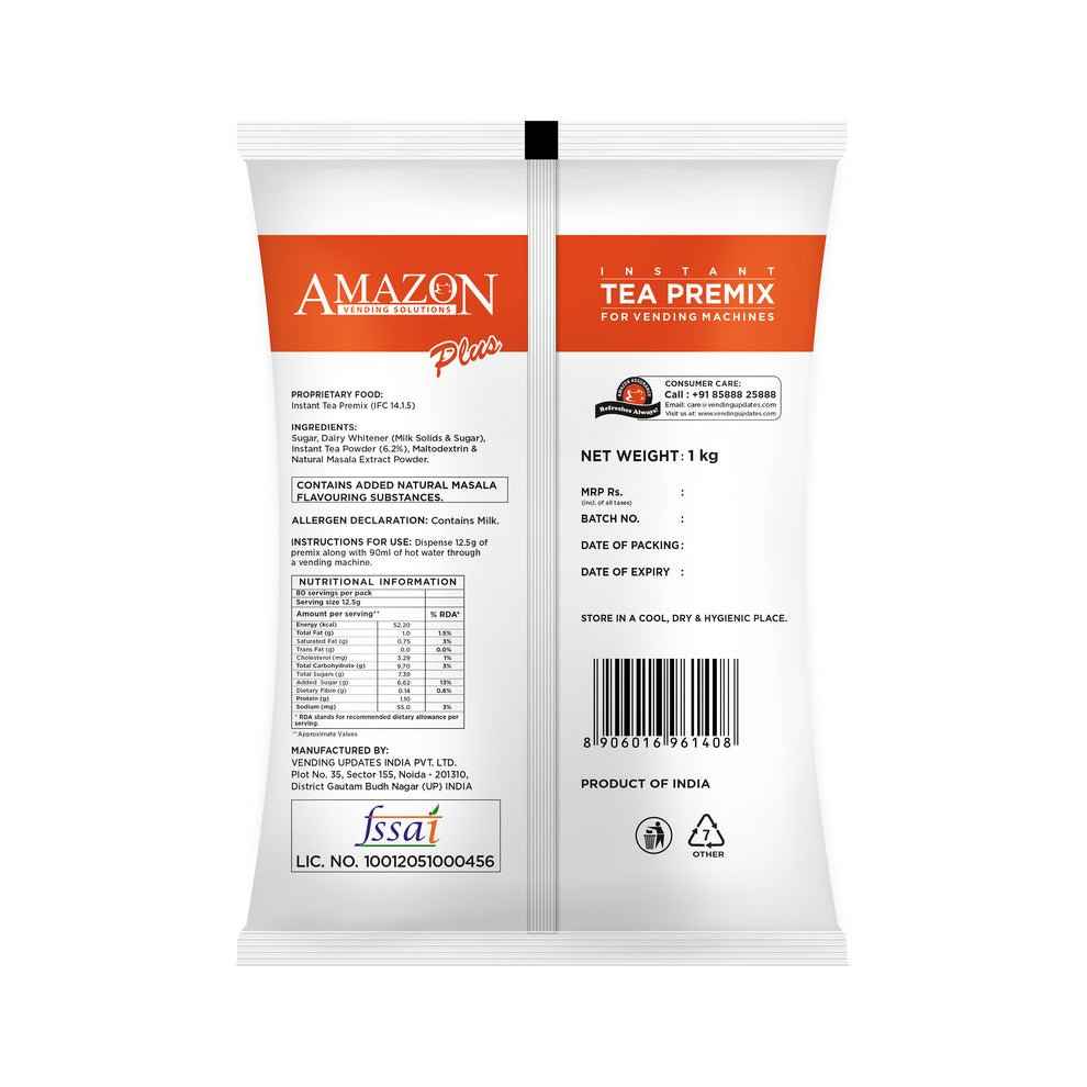 Amazon Plus instant masala chai premix 1 kg packet for tea coffee vending service