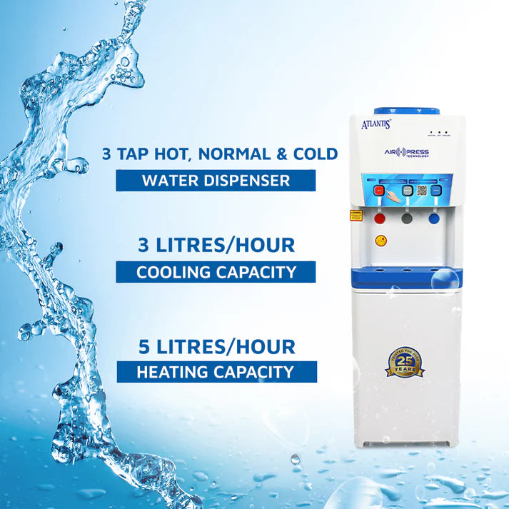 Atlantis Airpress 3 Tap Water Dispenser with Hot & Cold Taps - COFFEE WALLA CALL ANY REQUIREMENT 99397588888 24*7