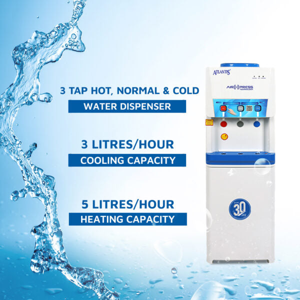 Atlantis Airpress 3 Tap Water Dispenser with Hot & Cold Taps - COFFEE WALLA CALL ANY REQUIREMENT 99397588888 24*7