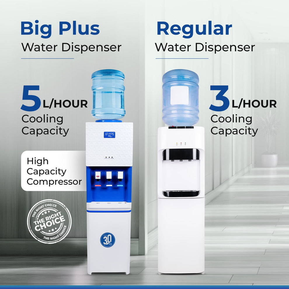 Atlantis Big Plus water dispenser for offices with 5 liters per hour cooling capacity and high capacity compressor