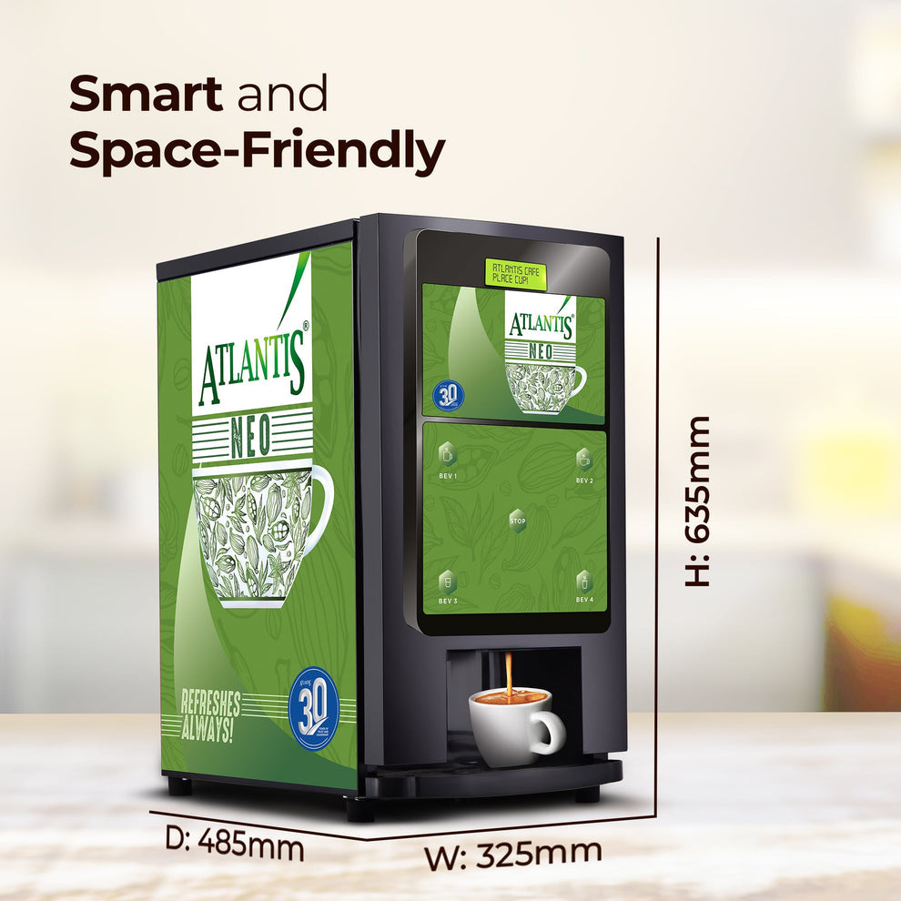 COFFEE WALLA Atlantis 3 lane coffee machine with smart, space-friendly design and compact dimensions