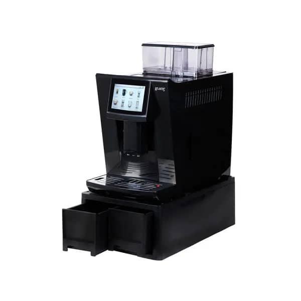 Black fully automatic coffee machine with fresh milk and digital touchscreen for easy brewing