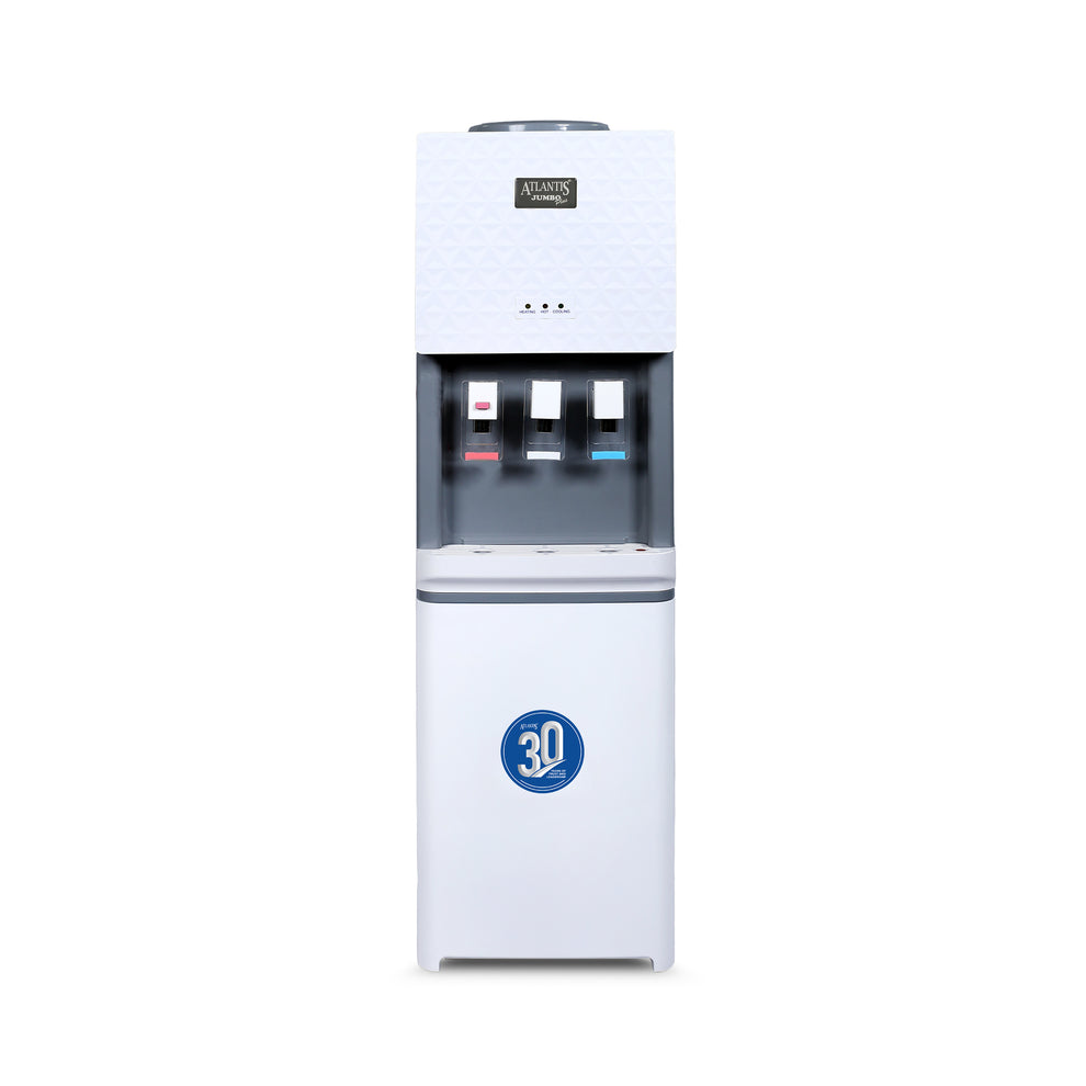 ATLANTIS JUMBO PLUS water machine white floor standing dispenser with hot cold and normal taps