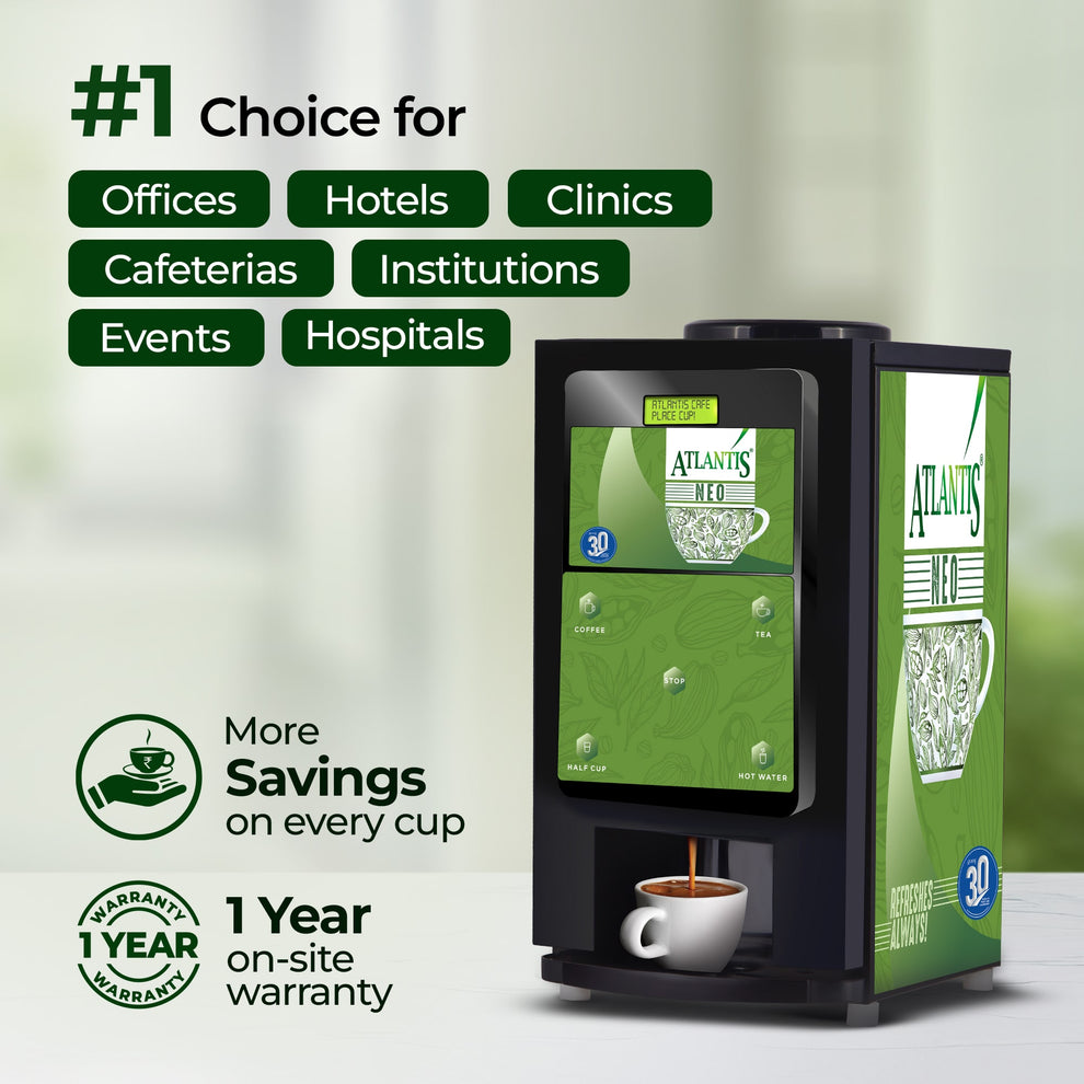 Atlantis Neo 2 coffee vending machine Noida by COFFEE WALLA with one year warranty and savings on every cup