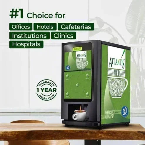 Atlantis Neo tea coffee vending machine ideal for offices hotels cafeterias clinics with one year warranty