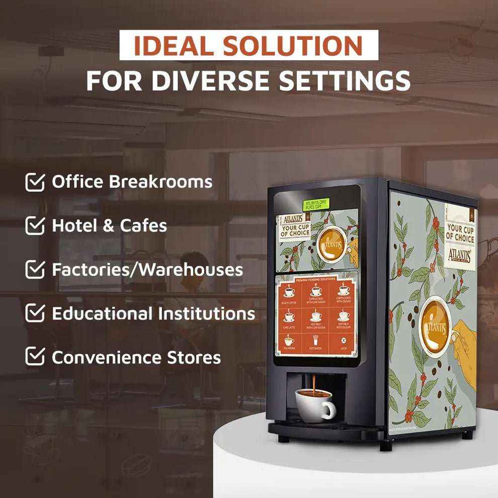 Atlantis select 7 option coffee machine with multiple beverage selections ideal for diverse settings