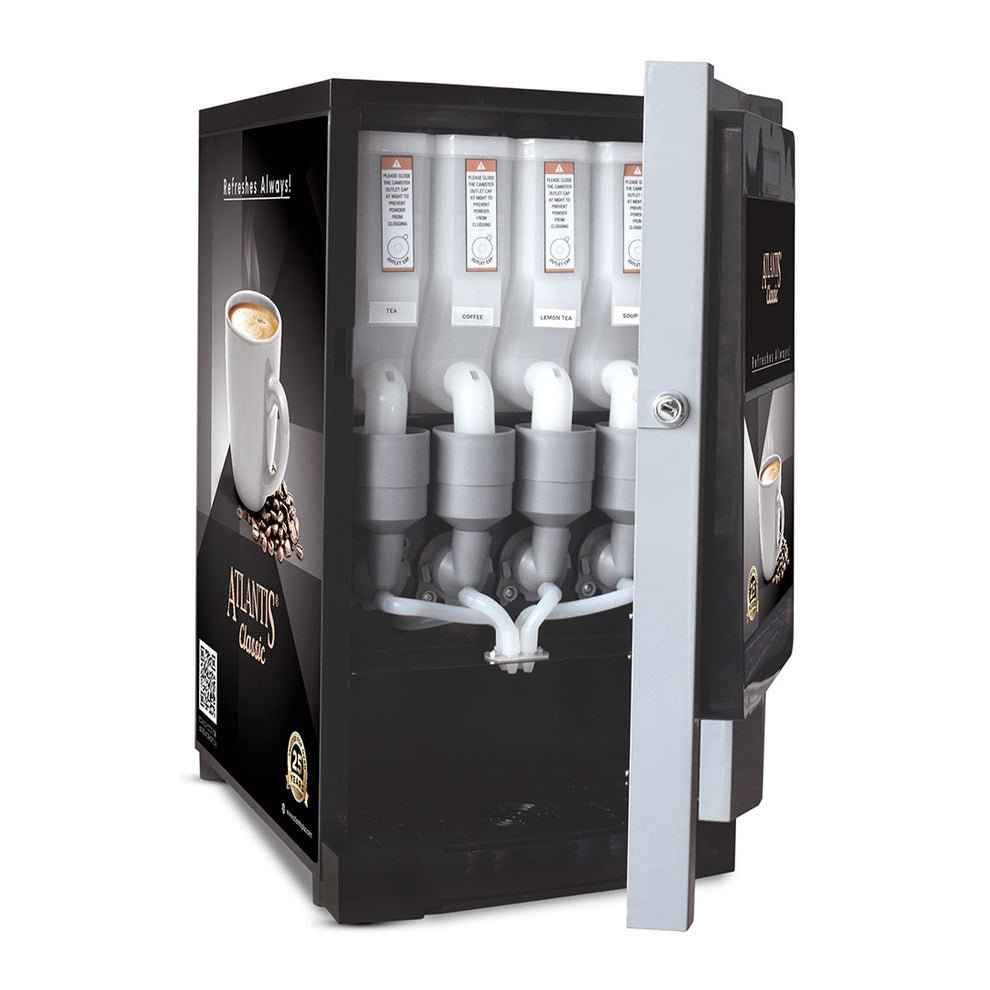 Atlantis select coffee machine external model with multiple dispensers and black outer casing
