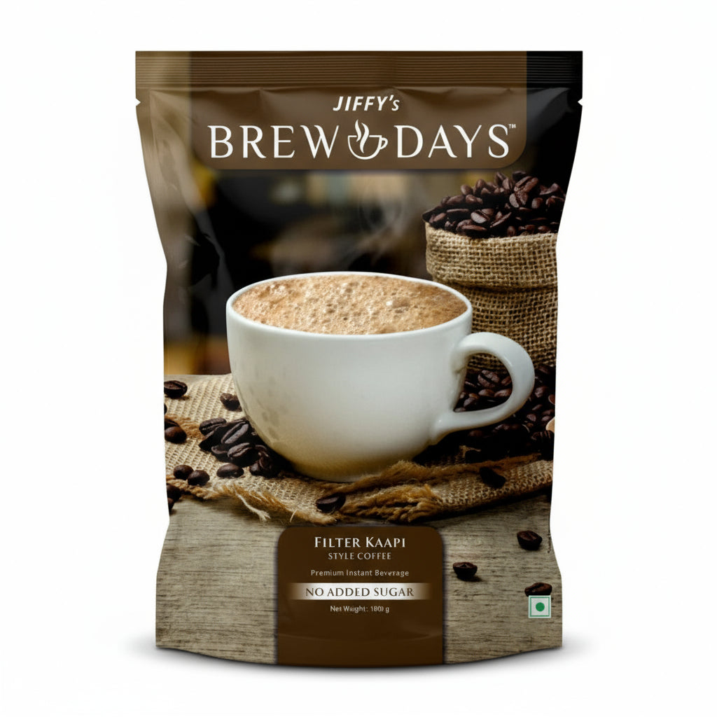 Brewdays suger free coffee filter kaapi style instant coffee pack by Coffee walla with no added sugar