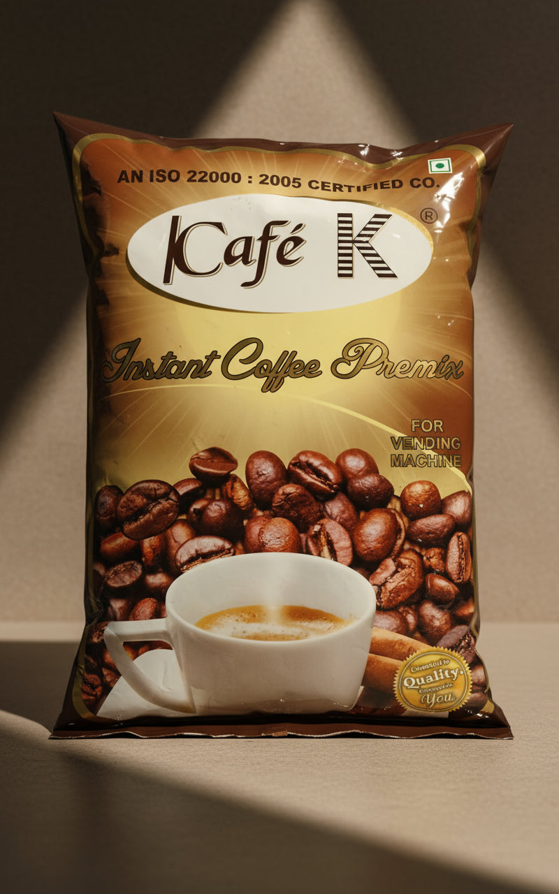 Cafek coffee premix packet by Coffee Walla with coffee beans and a cup of coffee on the packaging
